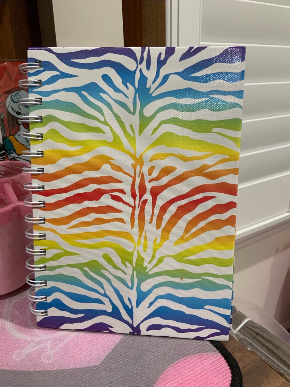 Spiral Rainbow Zebra Pattern Notebook - Multicolor